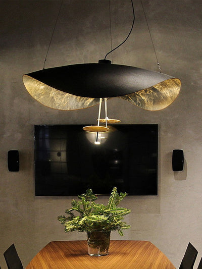 Aurisina Pendant Lamp Black Gold Curved Shade