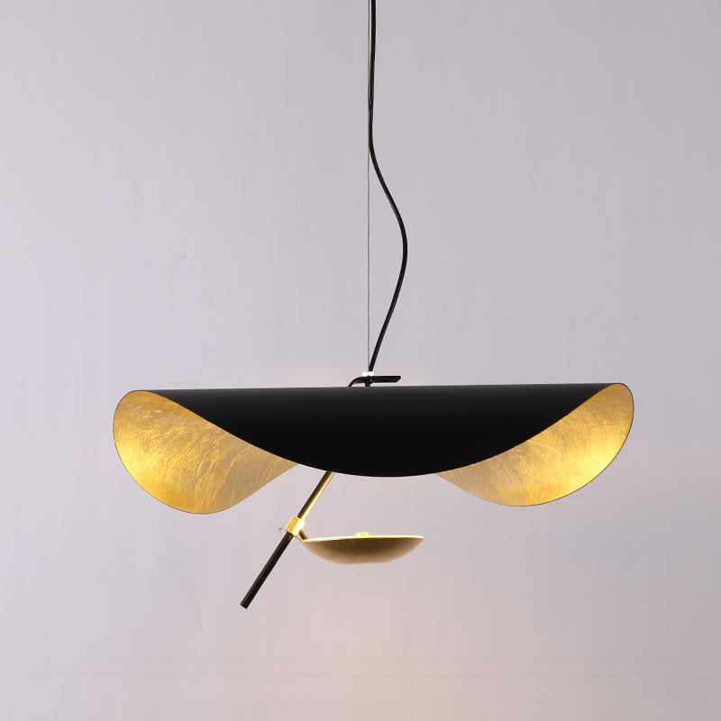 Aurisina Pendant Lamp Black Gold Curved Shade