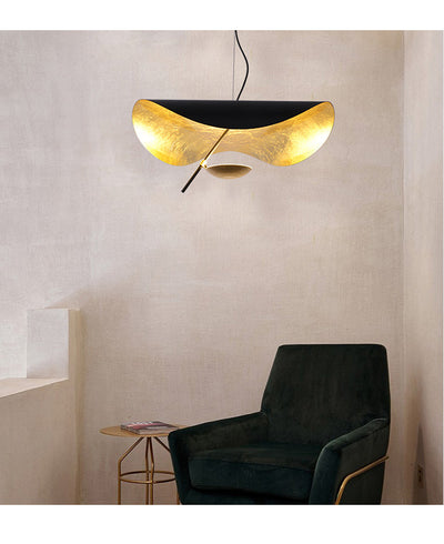 Aurisina Pendant Lamp Black Gold Curved Shade