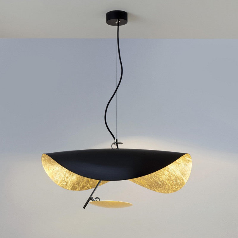 Aurisina Pendant Lamp Black Gold Curved Shade