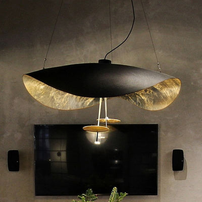 Aurisina Pendant Lamp Black Gold Curved Shade