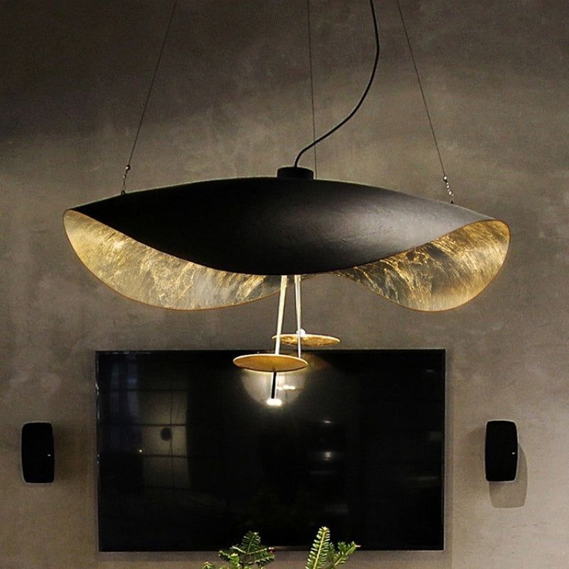 Aurisina Pendant Lamp Black Gold Curved Shade