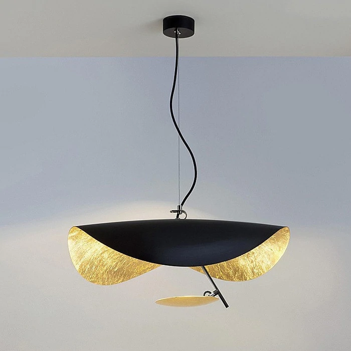 Aurisina Pendant Lamp Black Gold Curved Shade