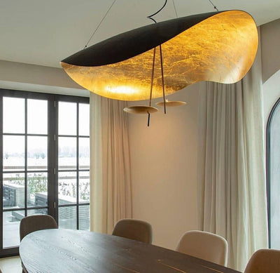 Aurisina Pendant Lamp Black Gold Curved Shade