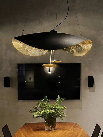 Aurisina Pendant Lamp Black Gold Curved Shade