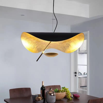 Aurisina Pendant Lamp Black Gold Curved Shade