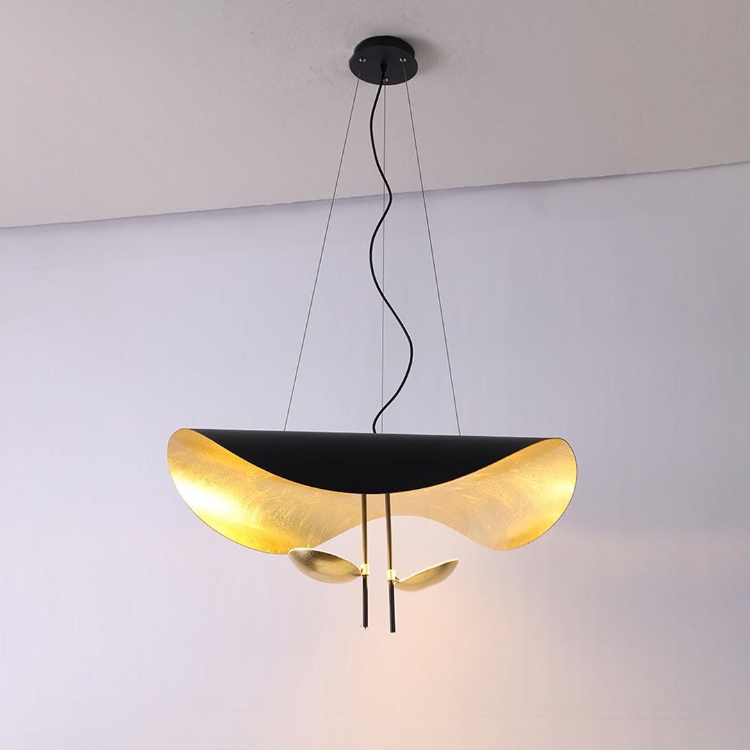 Aurisina Pendant Lamp Black Gold Curved Shade