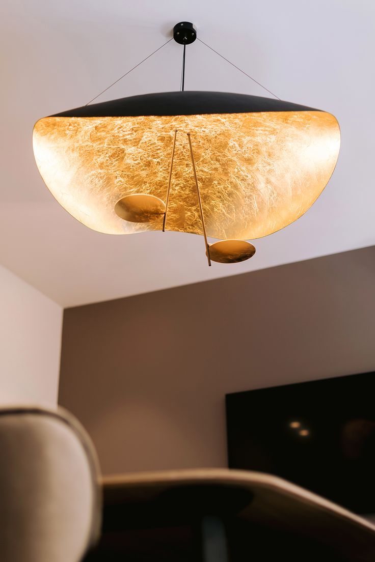 Aurisina Pendant Lamp Black Gold Curved Shade