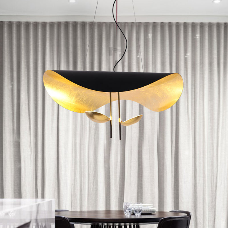 Aurisina Pendant Lamp Black Gold Curved Shade