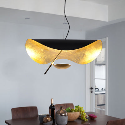 Aurisina Pendant Lamp Black Gold Curved Shade