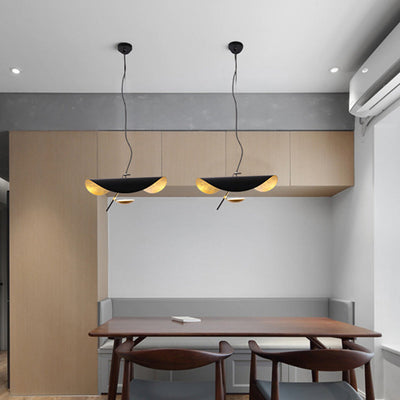Aurisina Pendant Lamp Black Gold Curved Shade