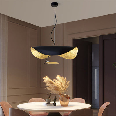Aurisina Pendant Lamp Black Gold Curved Shade