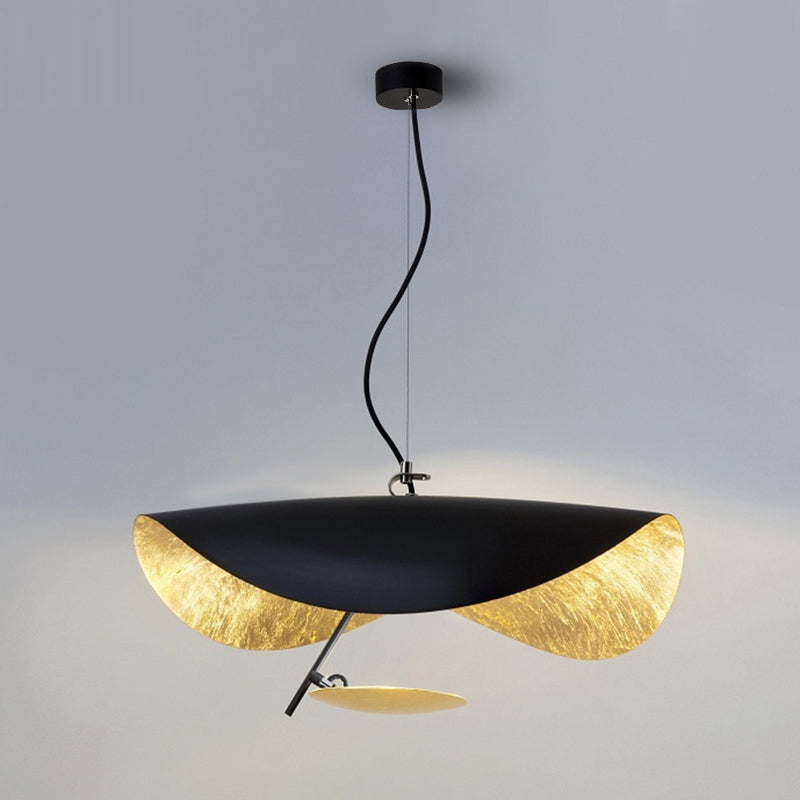 Aurisina Pendant Lamp Black Gold Curved Shade