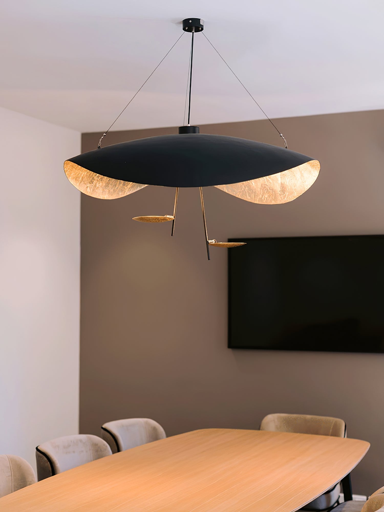 Aurisina Pendant Lamp Black Gold Curved Shade
