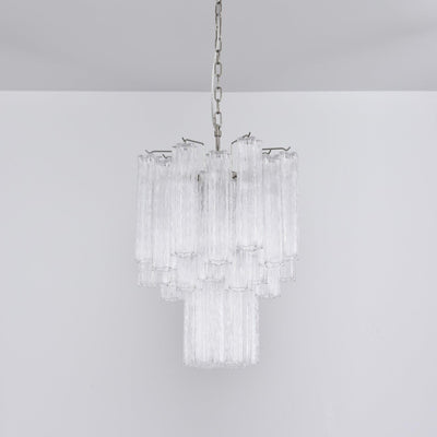 Celorora Chandelier Clear Murano Glass Tube Tiered Modern