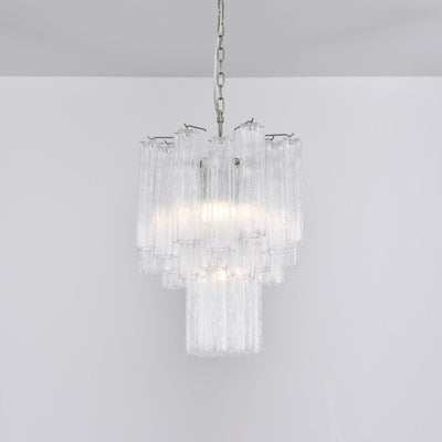 Celorora Chandelier Clear Murano Glass Tube Tiered Modern