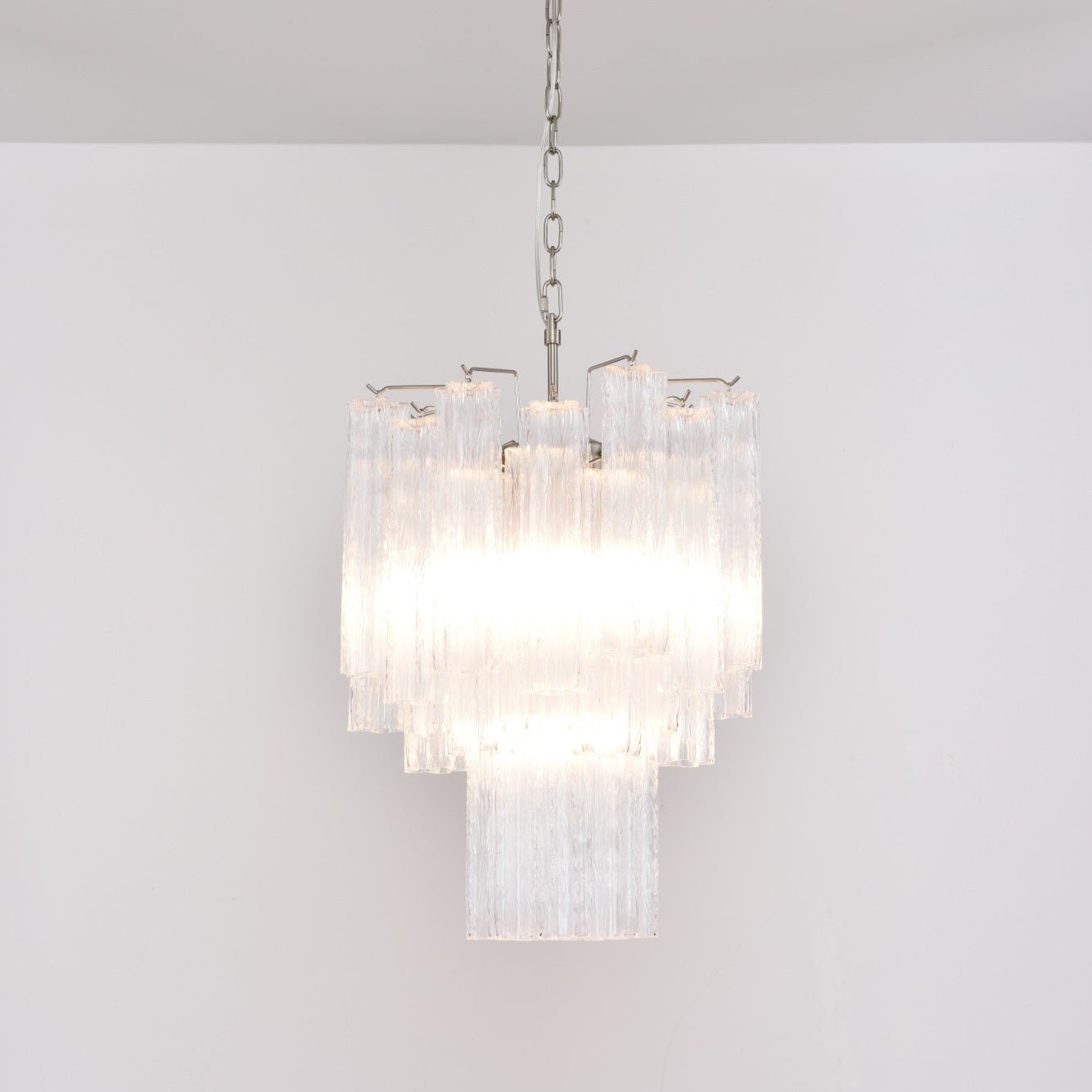Celorora Chandelier Clear Murano Glass Tube Tiered Modern