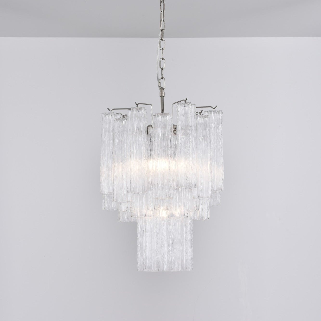 Celorora Chandelier Clear Murano Glass Tube Tiered Modern