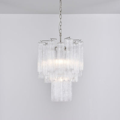 Celorora Chandelier Clear Murano Glass Tube Tiered Modern