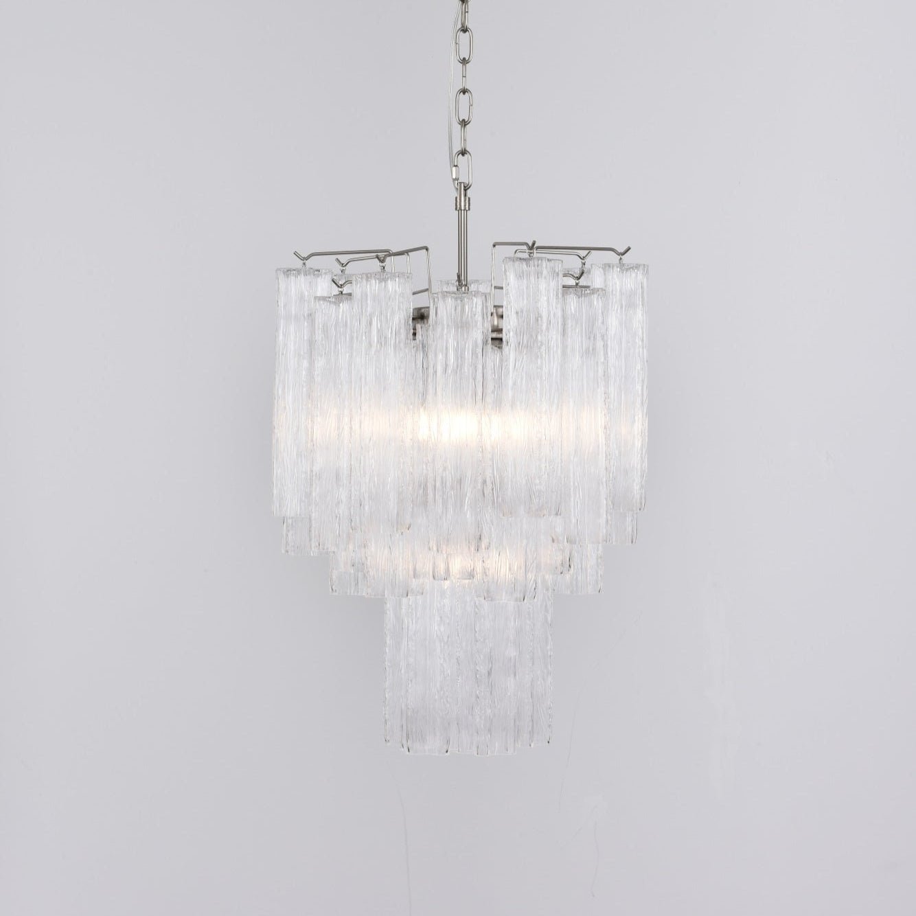 Celorora Chandelier Clear Murano Glass Tube Tiered Modern