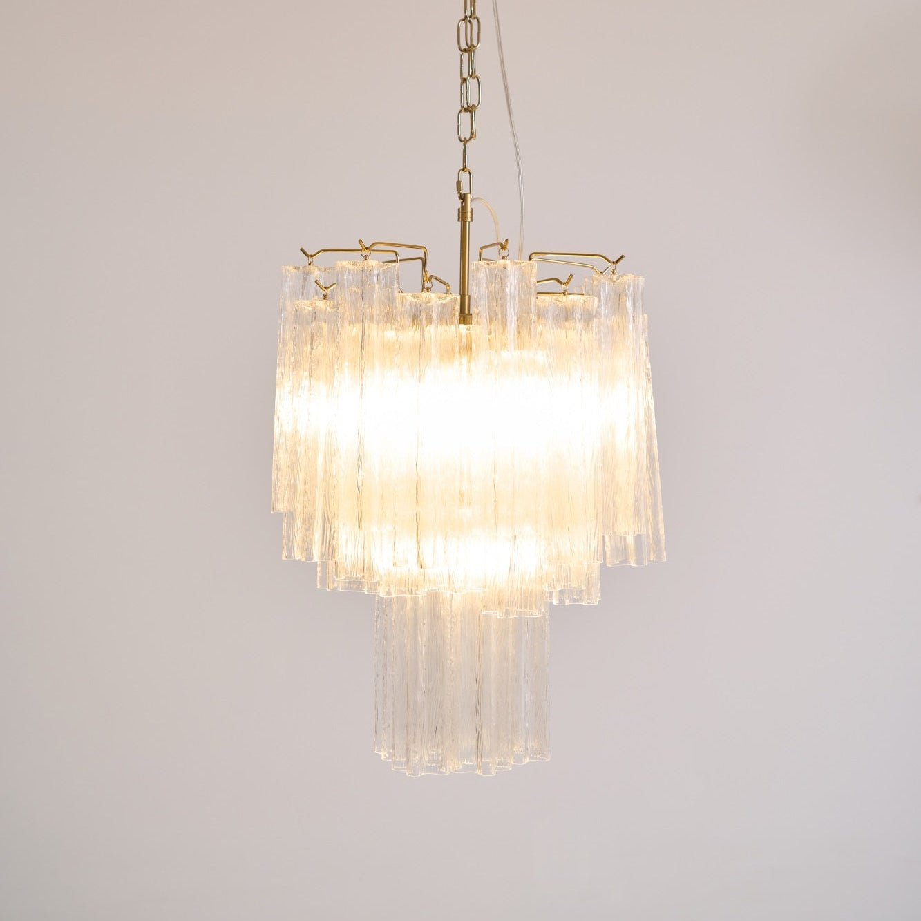 Celorora Chandelier Clear Murano Glass Tube Tiered Modern
