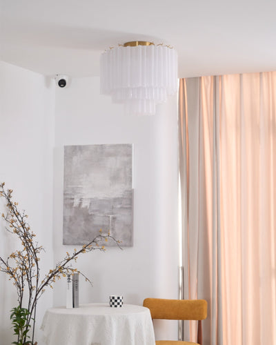 Velelena Ceiling Lamp White Murano Glass Layered Elegant Modern