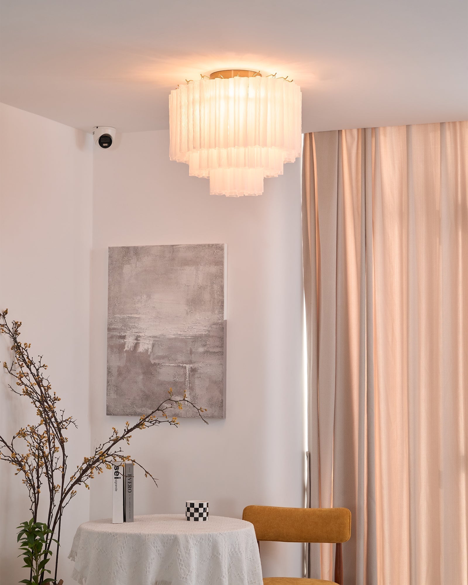 Velelena Ceiling Lamp White Murano Glass Layered Elegant Modern