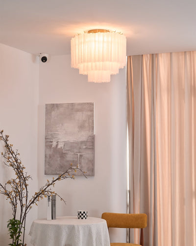Velelena Ceiling Lamp White Murano Glass Layered Elegant Modern