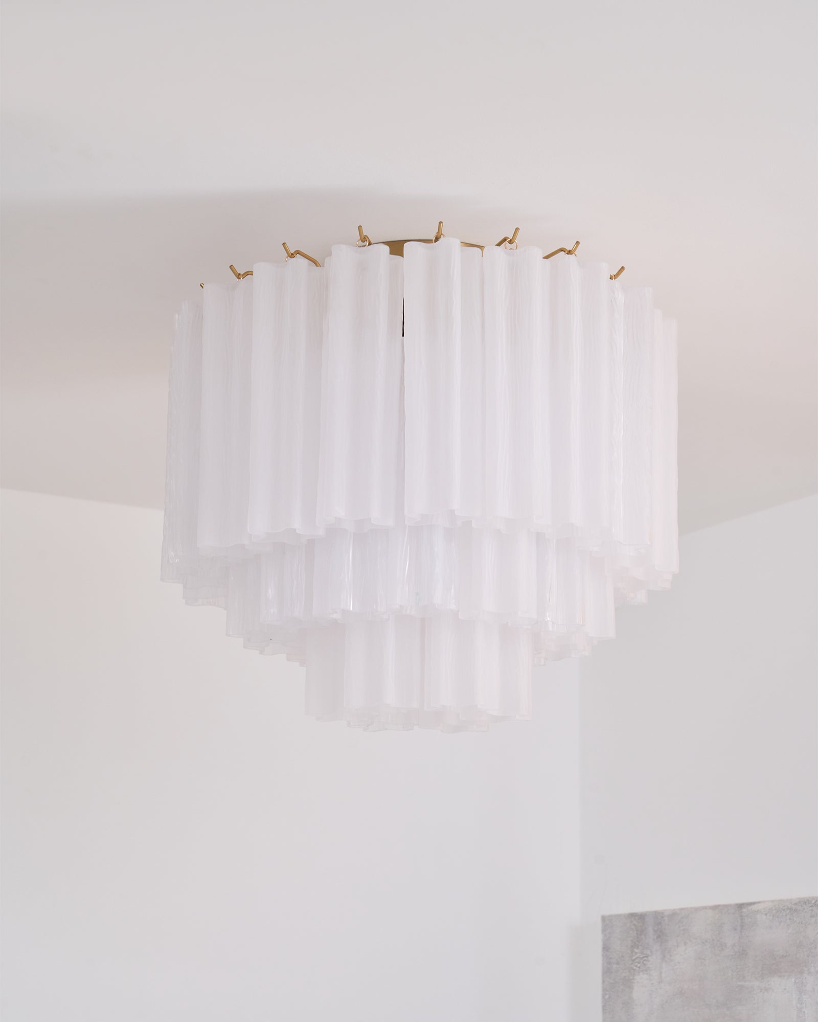 Velelena Ceiling Lamp White Murano Glass Layered Elegant Modern