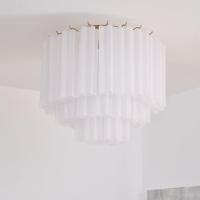 Velelena Ceiling Lamp White Murano Glass Layered Elegant Modern