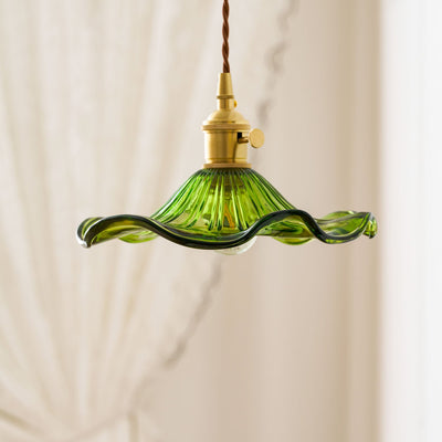 Pineridge Glass Hibiscus Flower Pendant Light