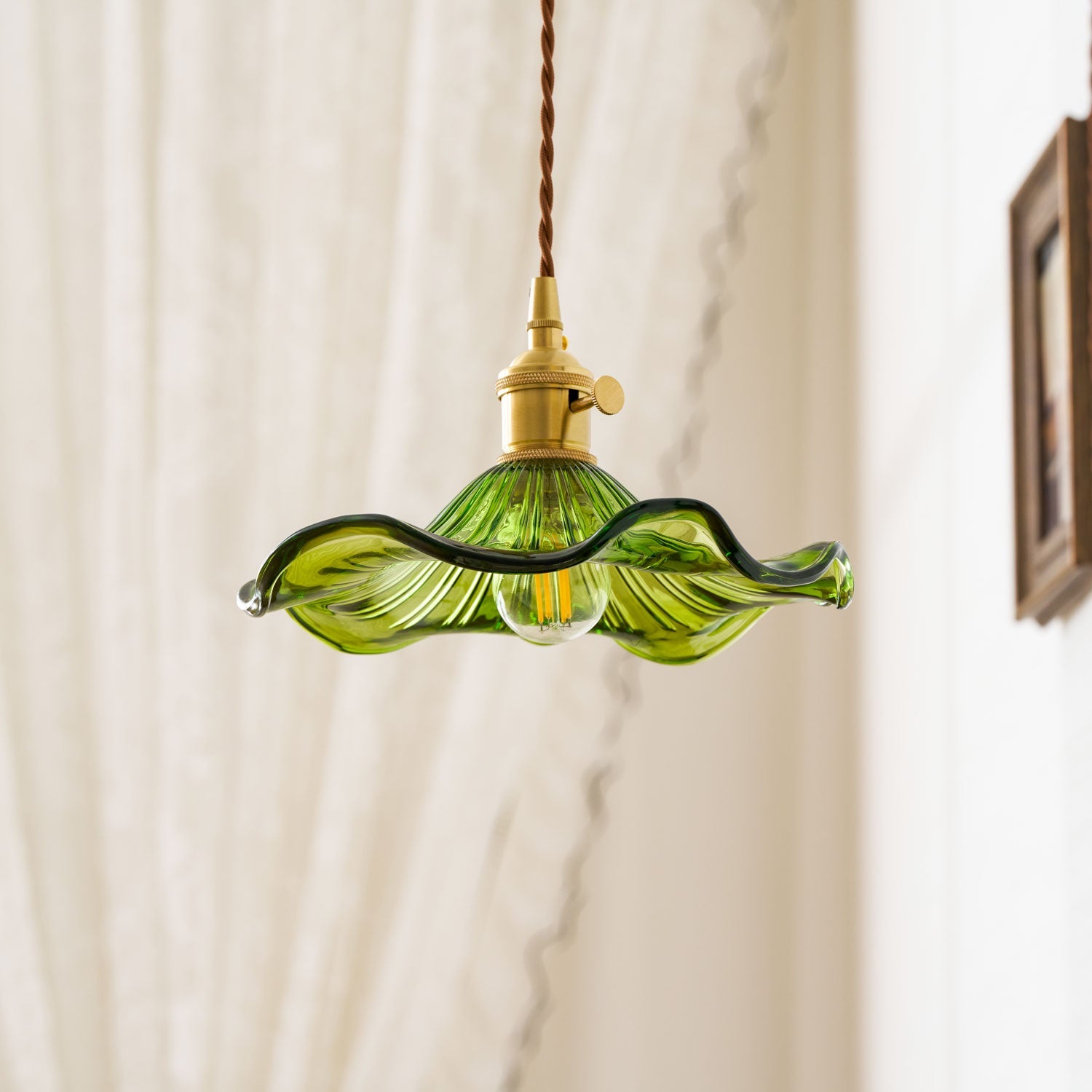 Pineridge Glass Hibiscus Flower Pendant Light