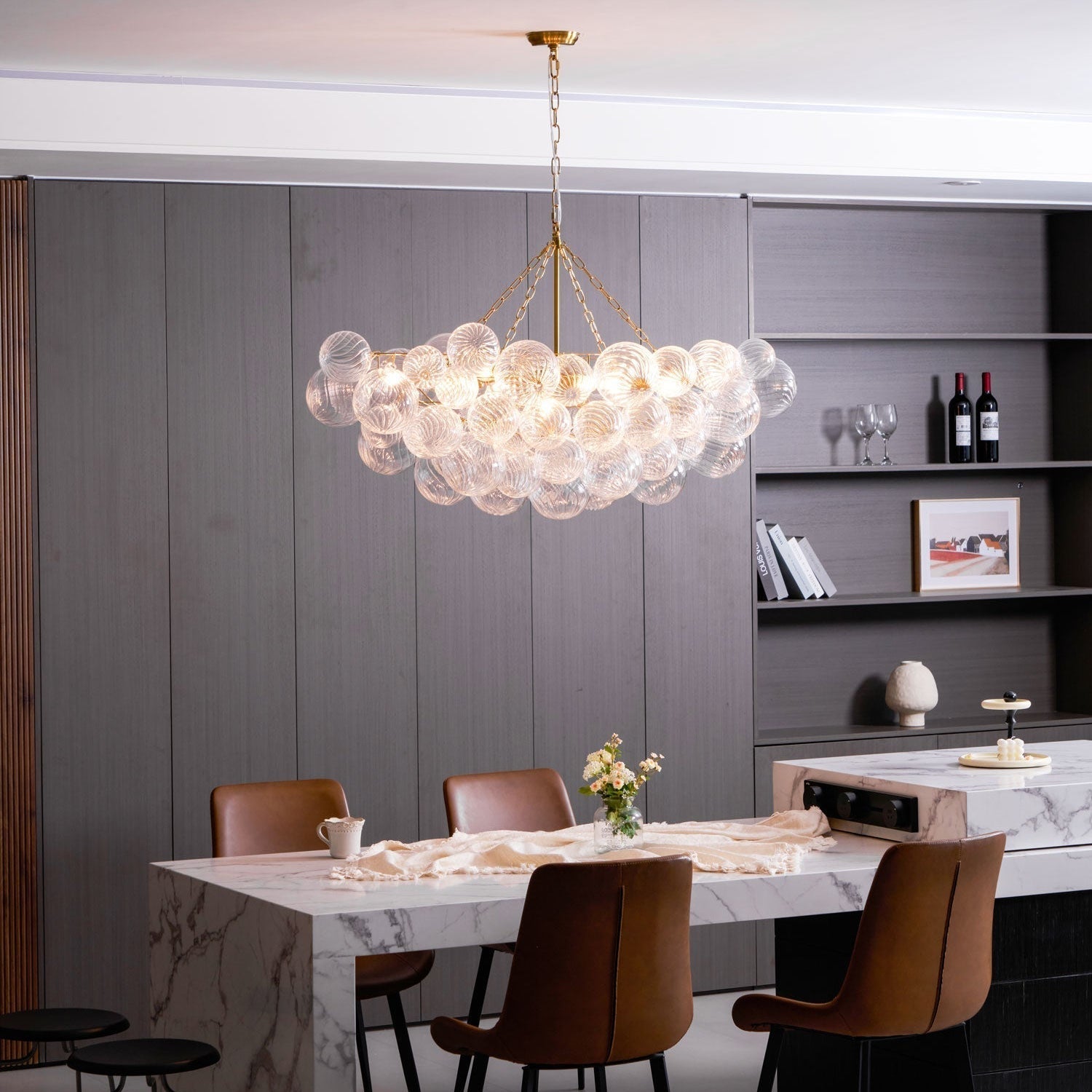 Aurora Chandelier Glass Ball Bubble Modern - Neutral Decor