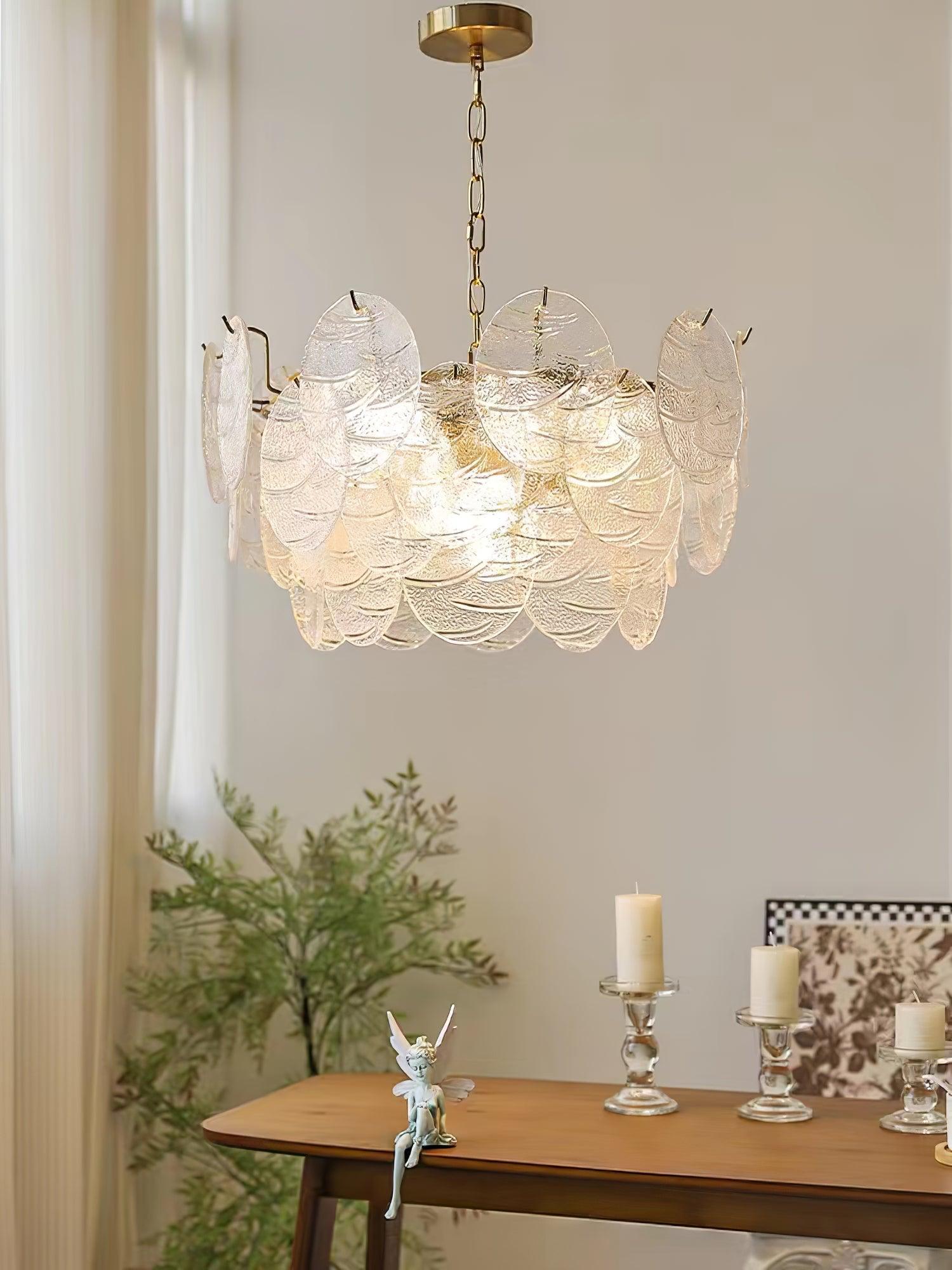 Eirenian Chandelier Glass Disc Gold