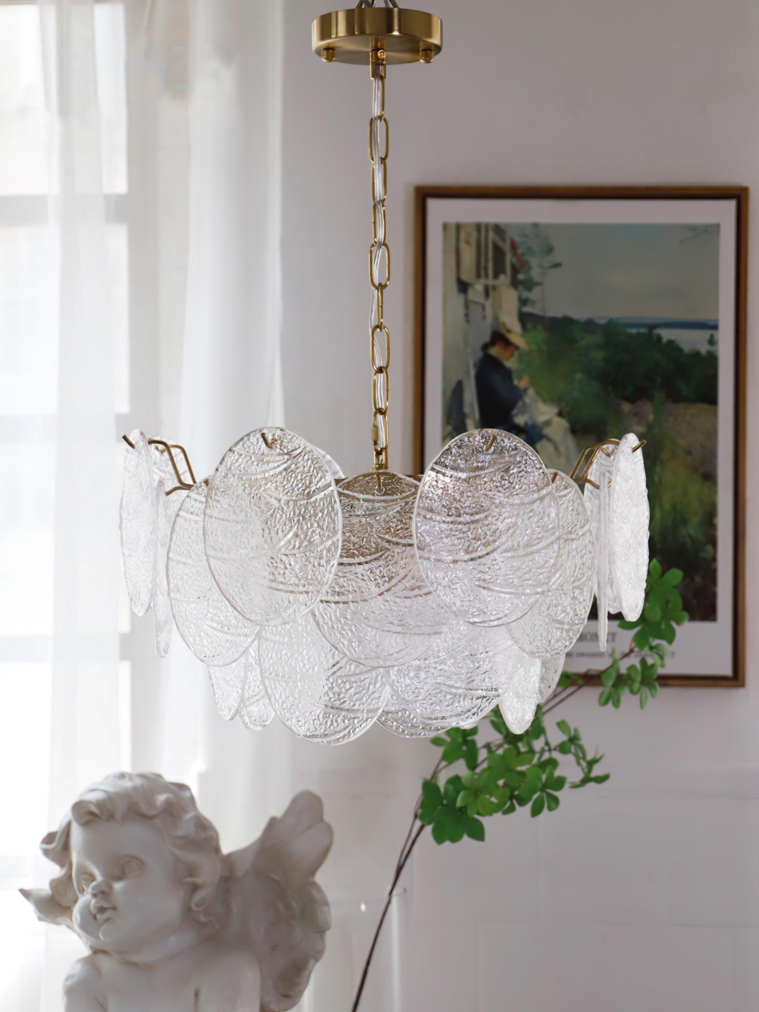 Eirenian Chandelier Glass Disc Gold