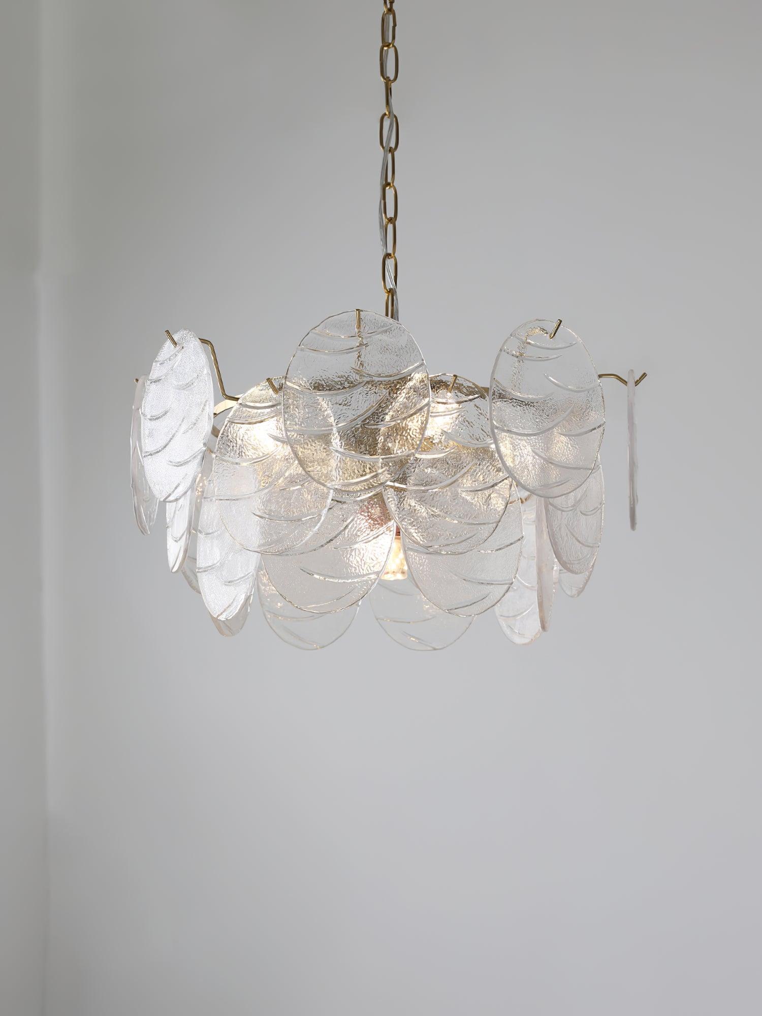 Eirenian Chandelier Glass Disc Gold