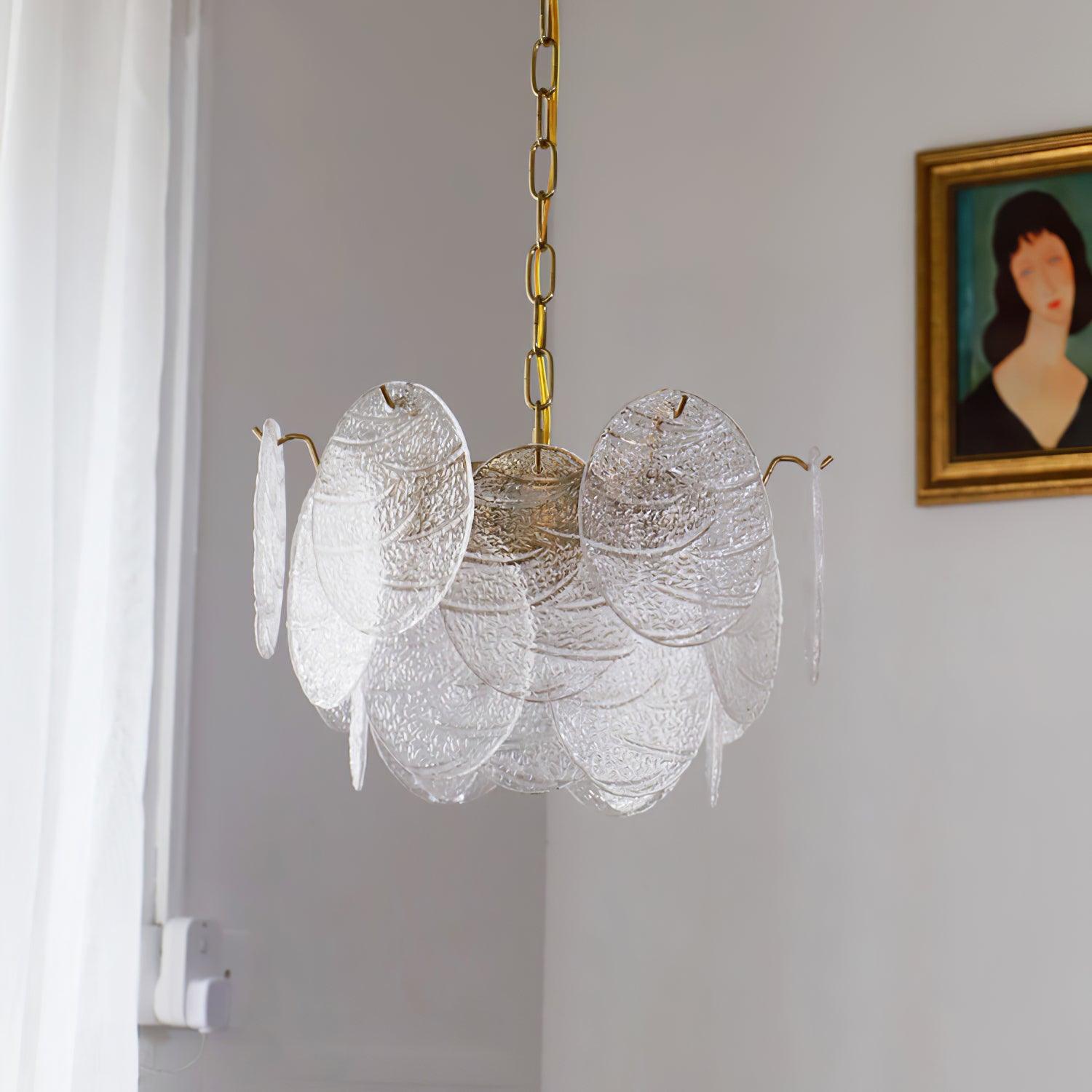 Eirenian Chandelier Glass Disc Gold