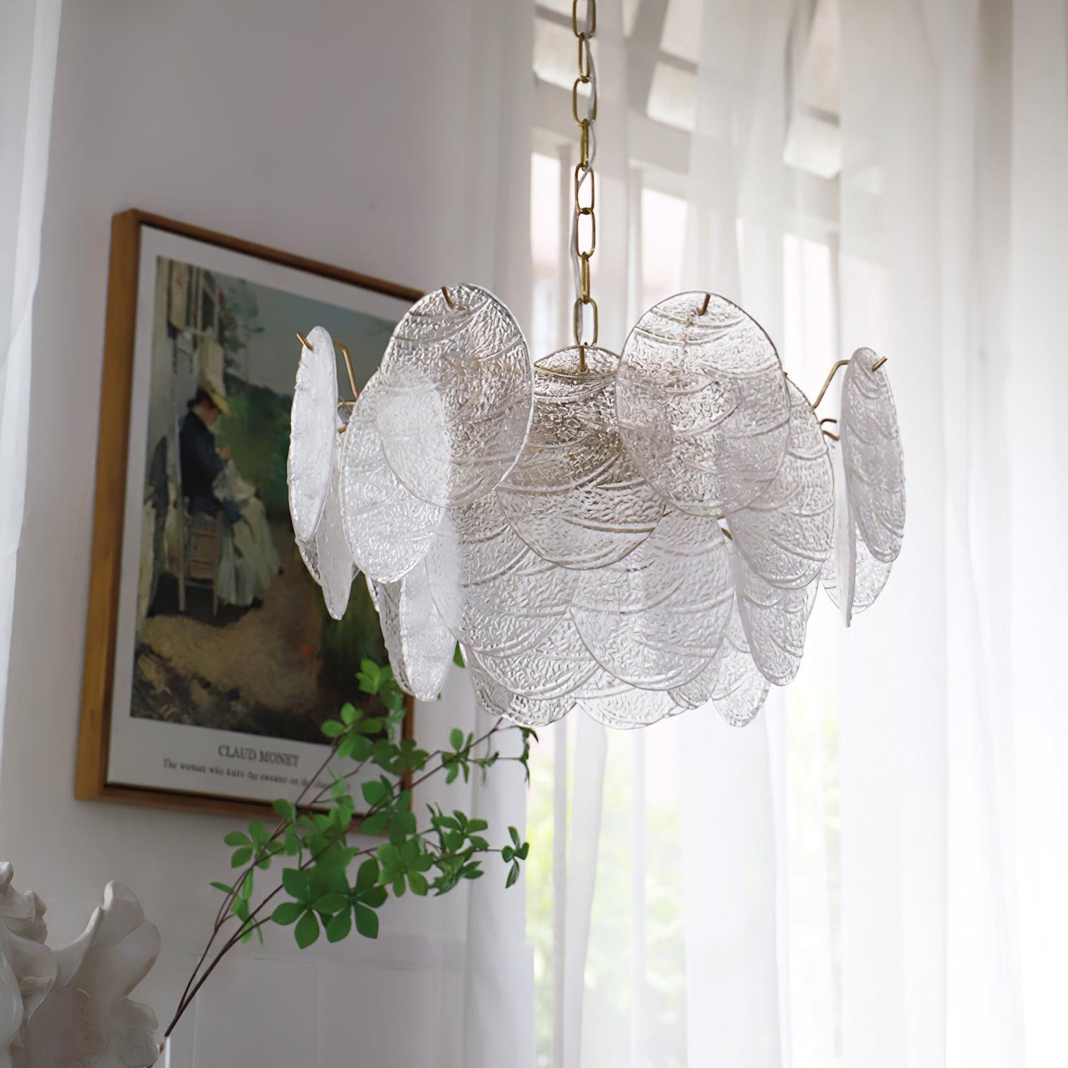 Eirenian Chandelier Glass Disc Gold