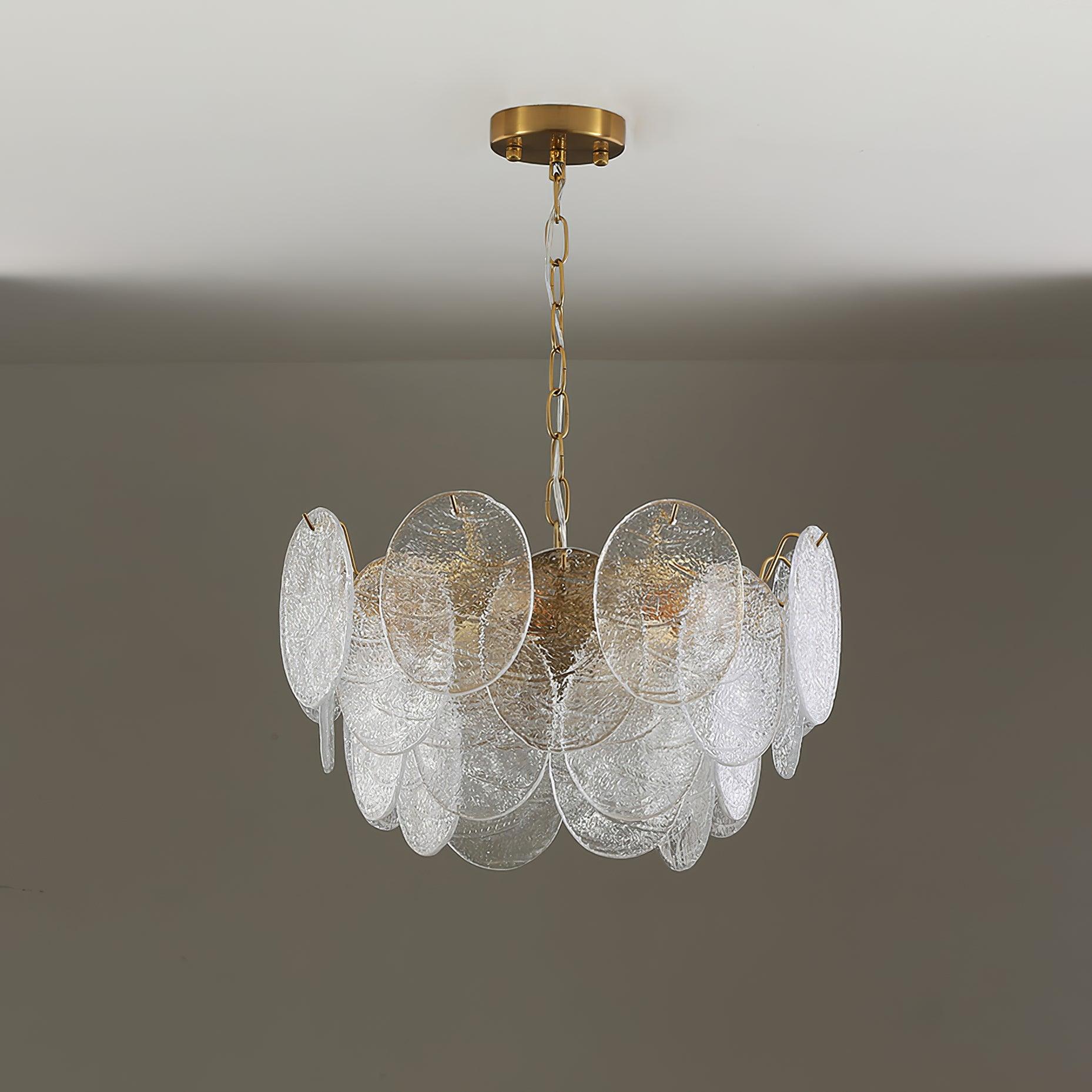 Eirenian Chandelier Glass Disc Gold