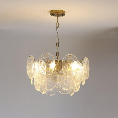 Eirenian Chandelier Glass Disc Gold