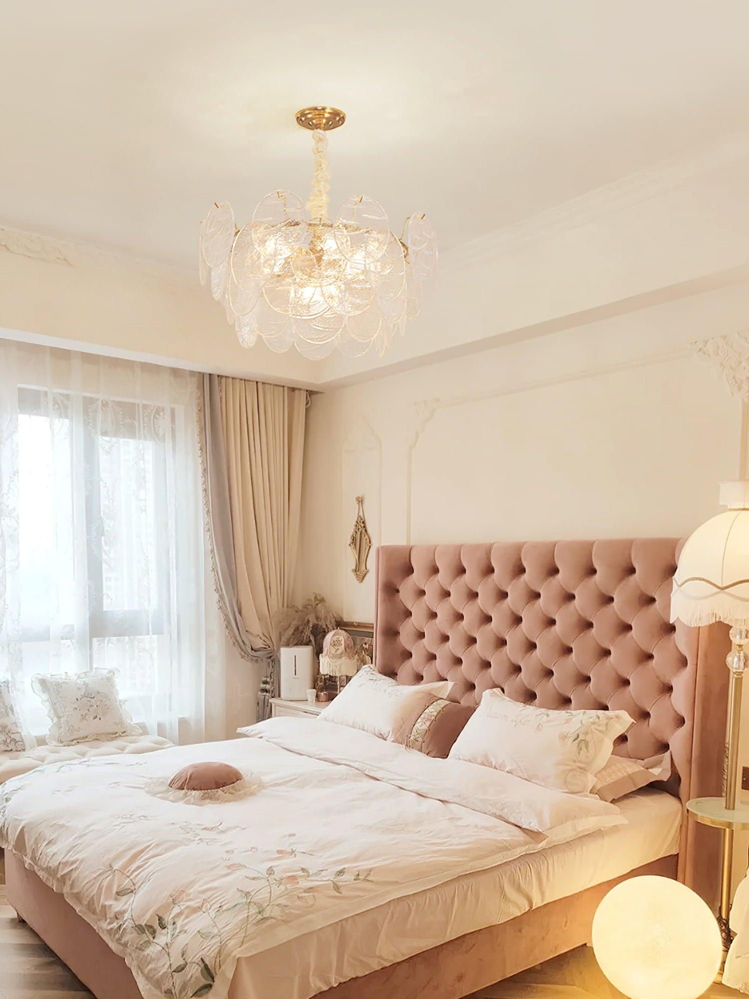 Eirenian Chandelier Glass Disc Gold