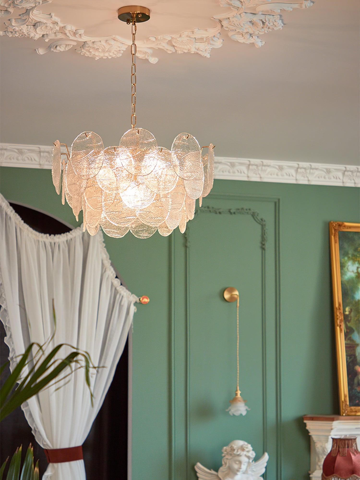 Eirenian Chandelier Glass Disc Gold