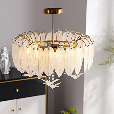 Eiriselle Ceiling Lamp Glass Feather Bird Elegant