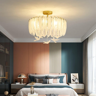Eiriselle Ceiling Lamp Glass Feather Bird Elegant
