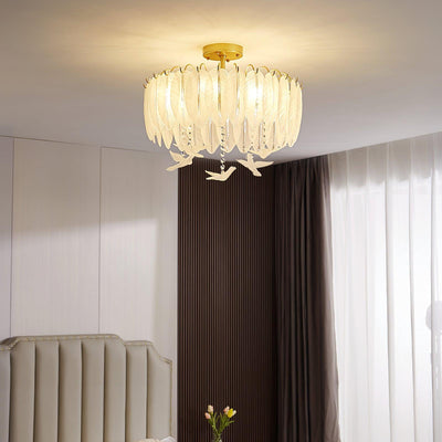 Eiriselle Ceiling Lamp Glass Feather Bird Elegant