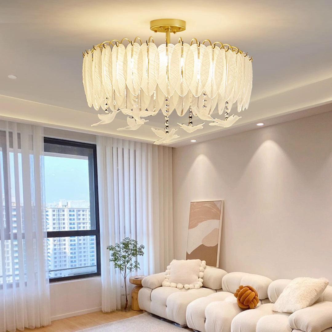 Eiriselle Ceiling Lamp Glass Feather Bird Elegant