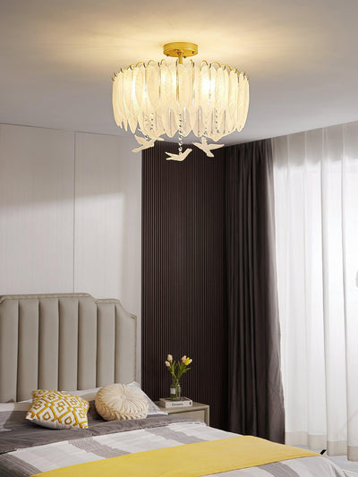 Eiriselle Ceiling Lamp Glass Feather Bird Elegant