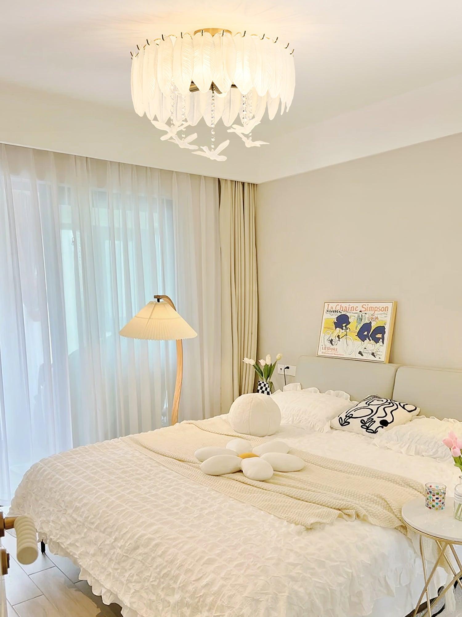 Eiriselle Ceiling Lamp Glass Feather Bird Elegant