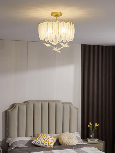 Eiriselle Ceiling Lamp Glass Feather Bird Elegant