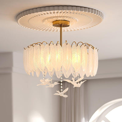 Eiriselle Ceiling Lamp Glass Feather Bird Elegant